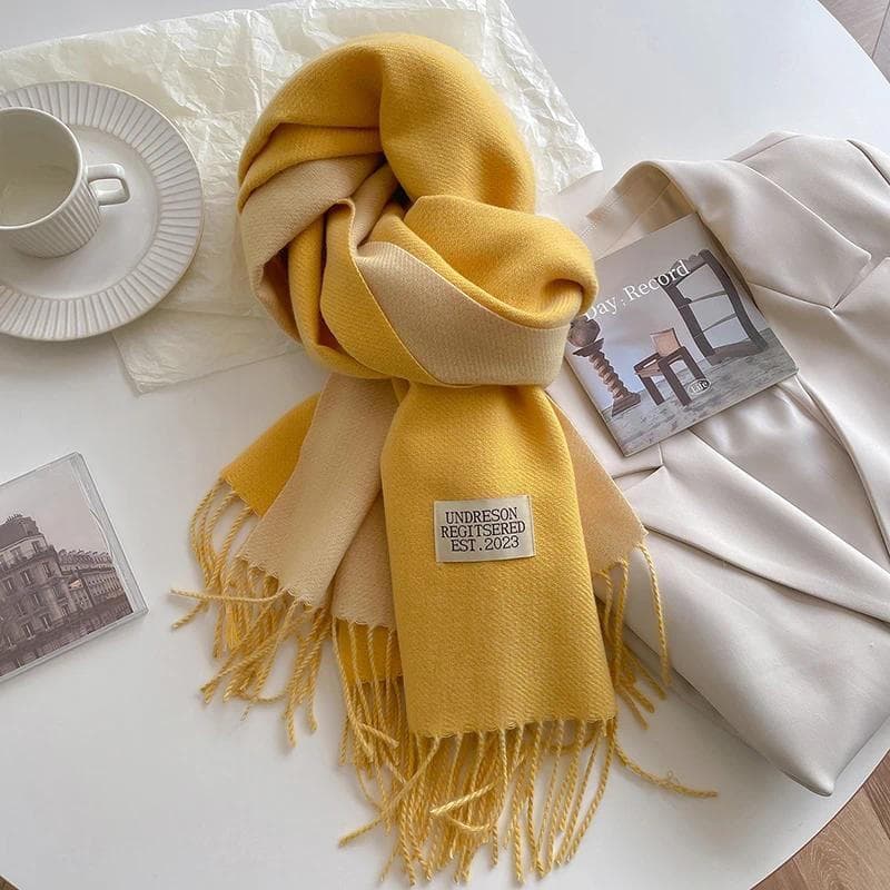 Cachecol de Cashmere de Inverno para Mulheres, Cachecol de Marca de Luxo, Lenço com Franjas para Mulheres, Cachecol de C