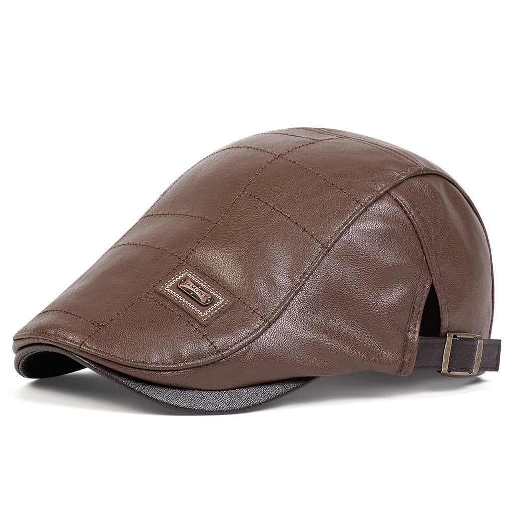 Nova boina ajustável de couro PU, boné unissex estilo newsboy, adequada para viagens e lazer ao ar livre.   6GK9