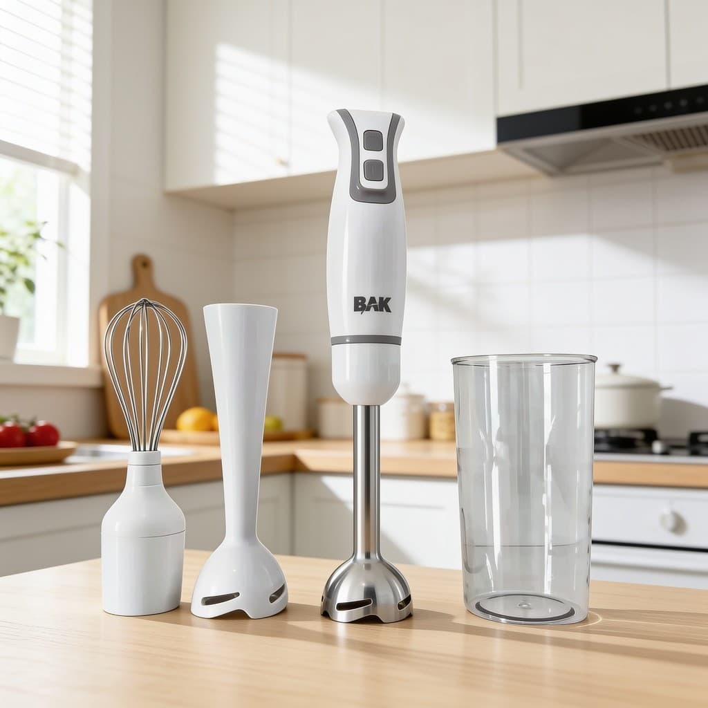 Mixer 3 em 1 Bak Branco 250W 220v Processador Blender Triturador Batedeira Multifunções Portátil Turbo