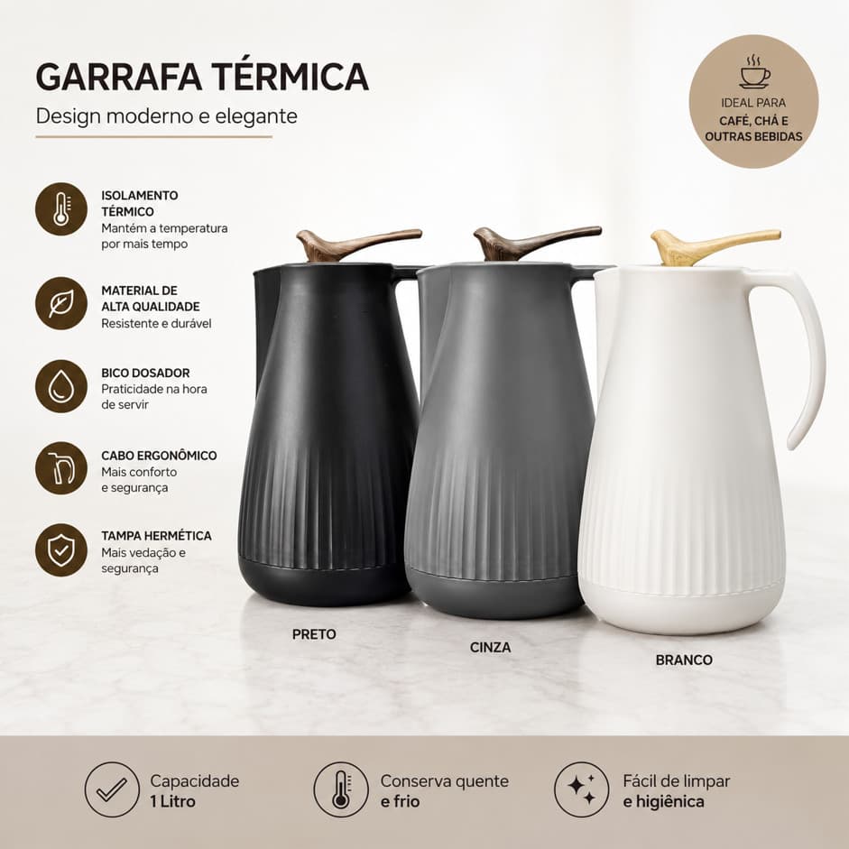 GARRAFA TÉRMICA BIRDS PASSARINHO BOURBON 1L EM CASA TEM
