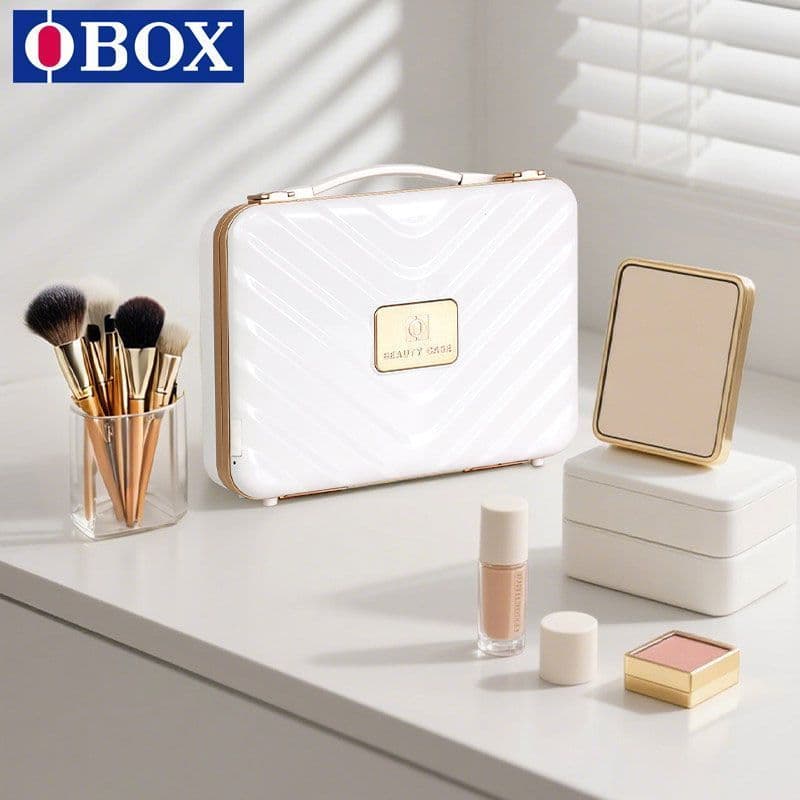 Obox bolsa cosmética de alta qualidade feminina 2026 com luz e espelho maquiagem artista mala dedicada cosméticos de gra