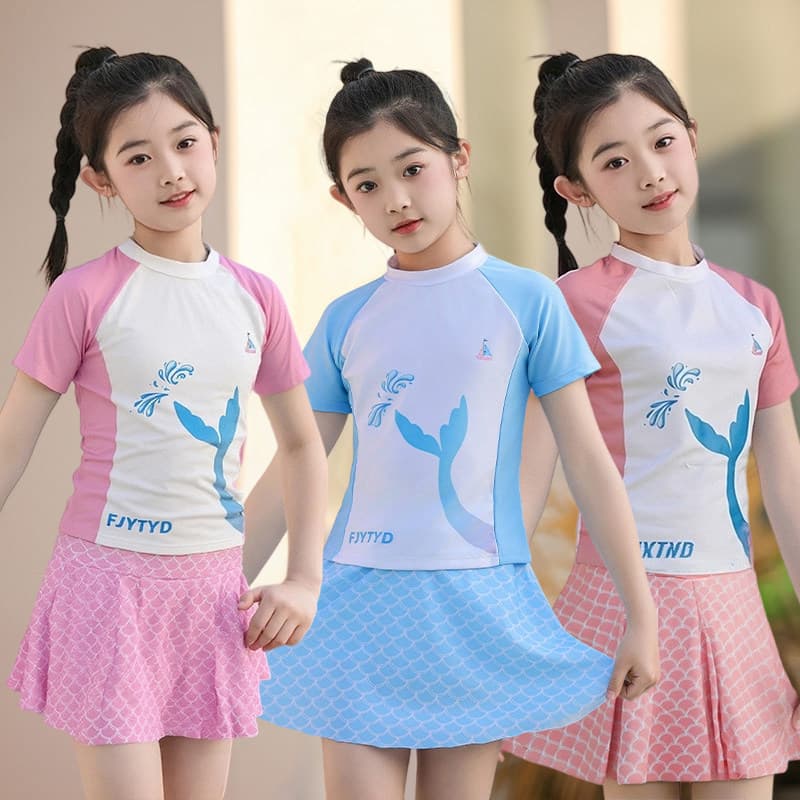 🔥 Moda Praia Meninas 🔥 Maiô com Saia Infantil VENDA QUENTE para Meninas Praia Piscina Roupa De Banho Infantil Para Men