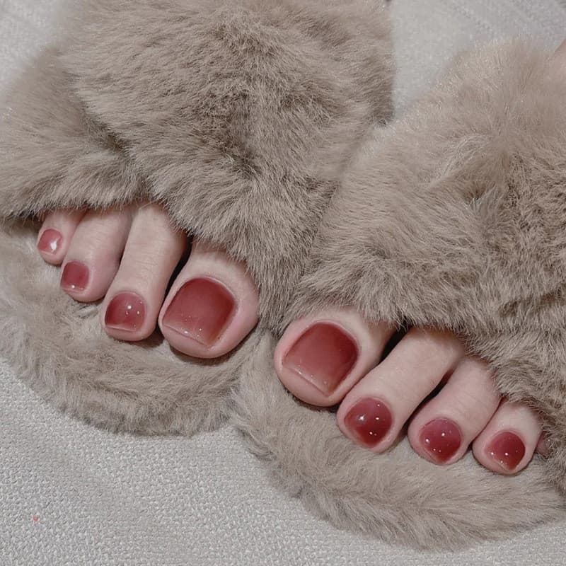 Adesivos de Manicure para unhas vermelhas de vinho sólido usam unhas usam adesivos de unhas 24 peças em uma segunda caix