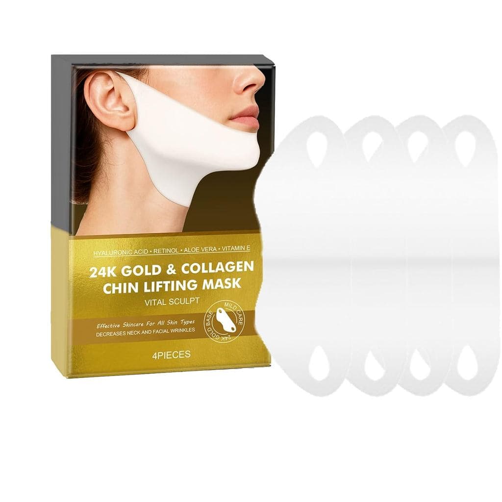 Máscara Lifting V-Line - Pacote com 4 Unidades |   Máscara Facial de Ouro 24K e Colágeno, Máscara Antienvelhecimento par