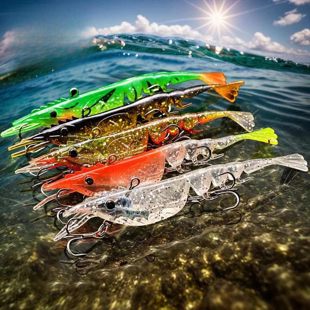 1 unidade de isca de pesca realista em forma de camarão, isca artificial multiarticulada para água salgada e doce.