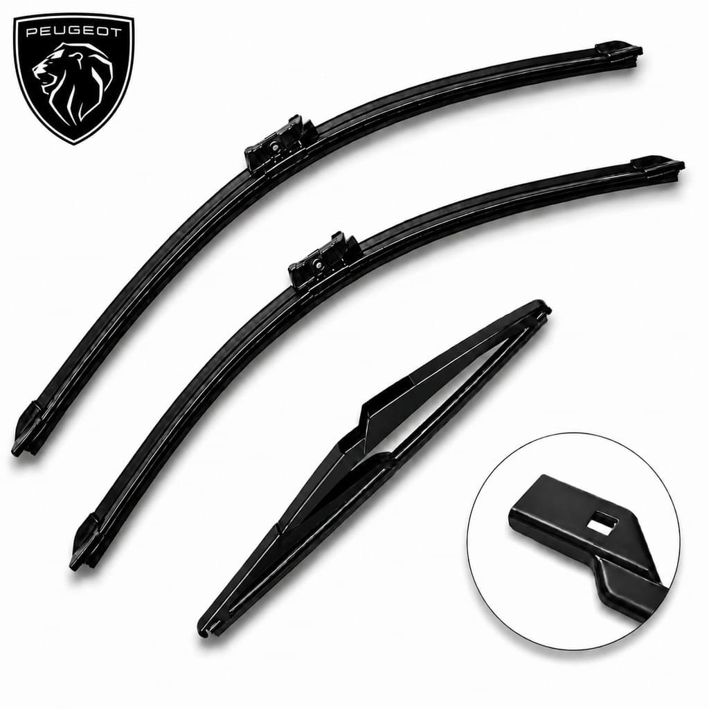 Kit Palhetas Limpador Para-brisa Silicone Limpeza Silenciosa Para Modelos Peugeot