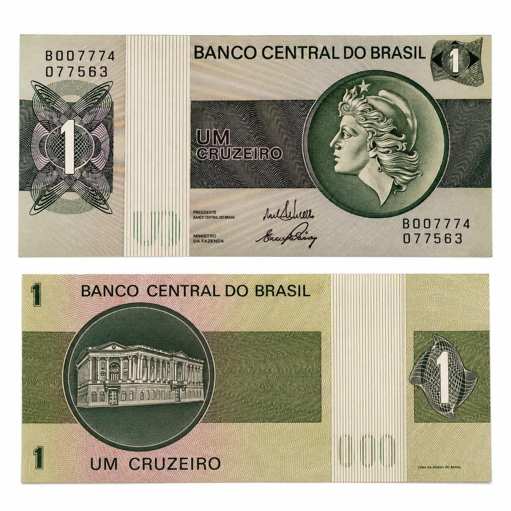 Centena Nota 1 Cruzeiro Serie B Reposicao Lote 100 Cédula
