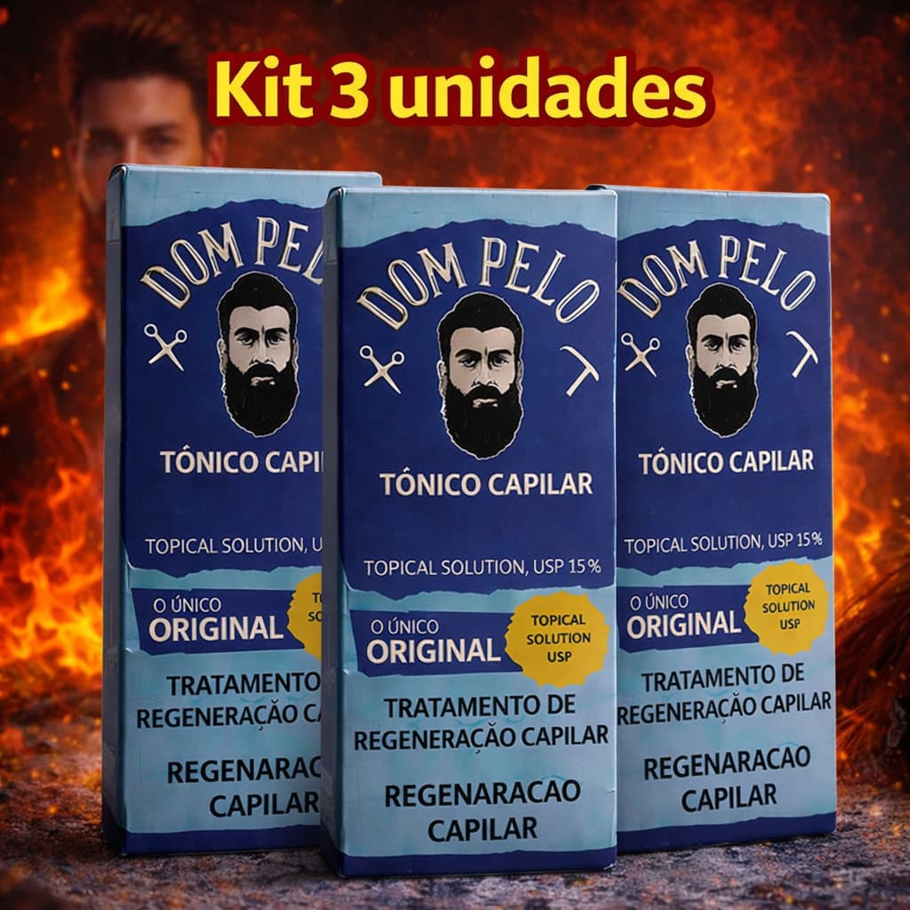 Kit 3 Unidades - Dom Pelo Original - Tônico Capilar para Cabelo, Barba e Sobrancelha