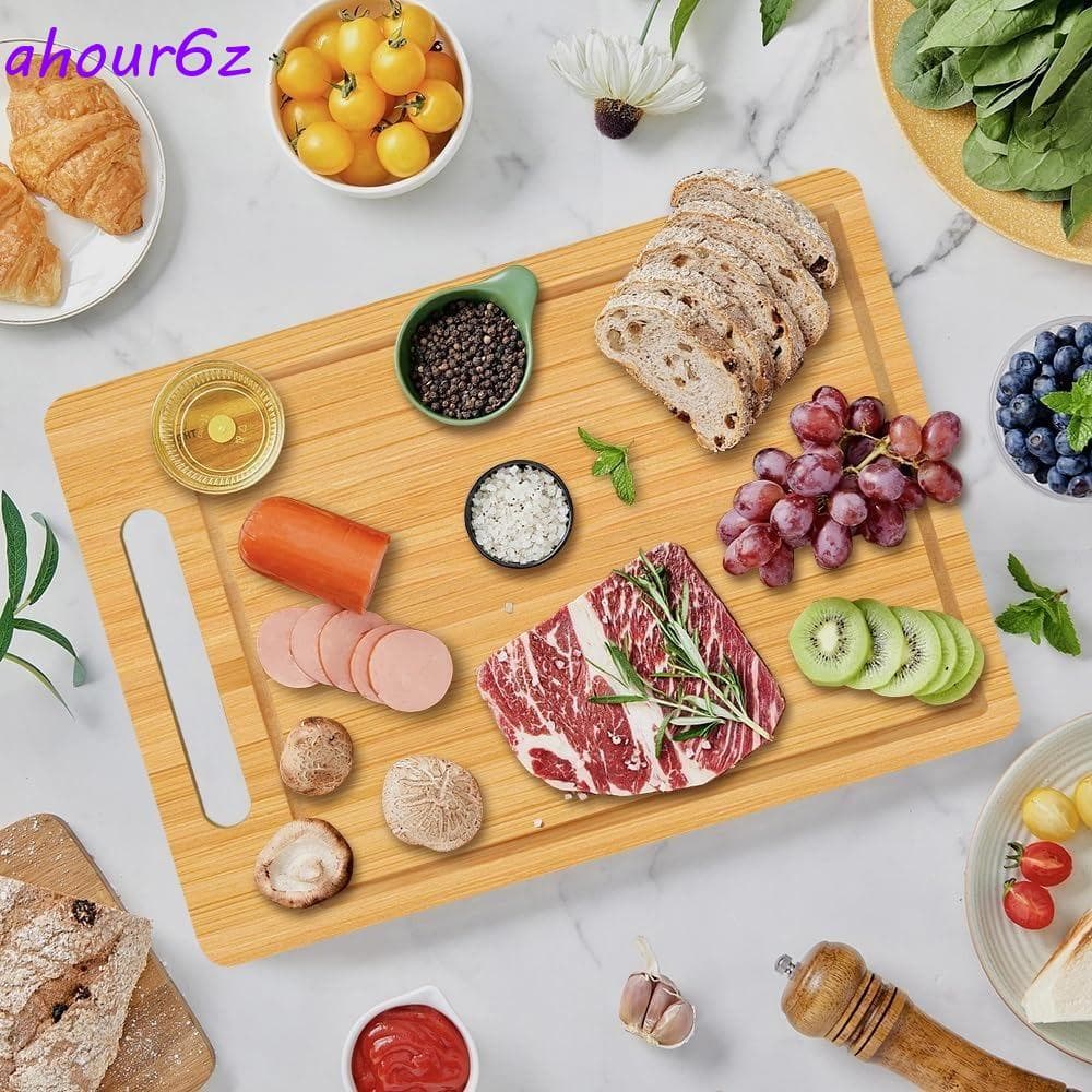 AHOURZ 3 Pçs/SET Tábuas De Cortar Bambu , Tábua De Corte Retangular Suspensa Servir Queijo Espessada