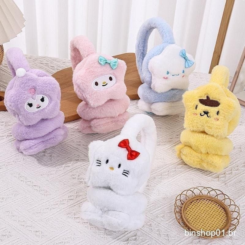 [baipestonop] Protetor De Orelha Aquecedor De Pelúcia Sanrio Hello Kitty Earflap Inverno Ao Ar Livre Proteção Contra Fri