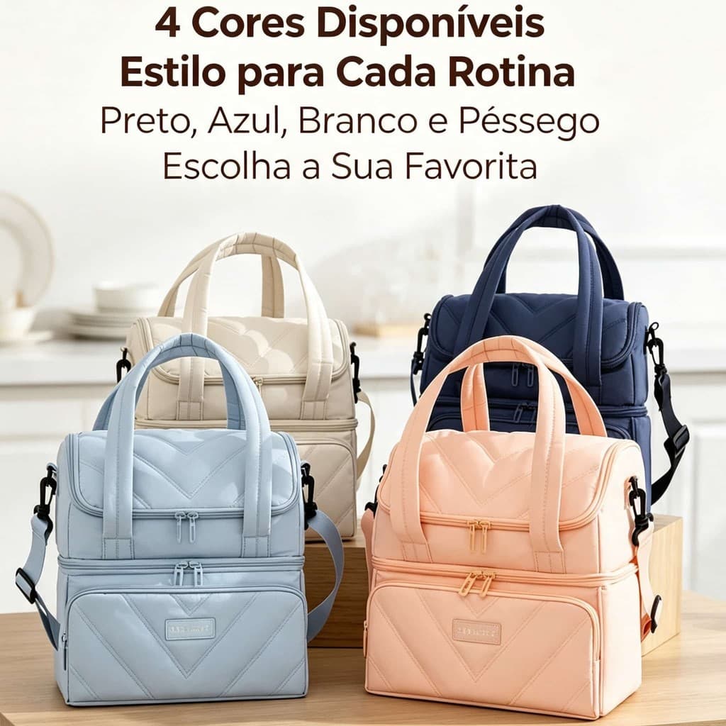 Bolsa Térmica Isolante Dupla Camada, Marmiteira Portátil à Prova D’Água, Diversas Cores para Refeições Diárias
