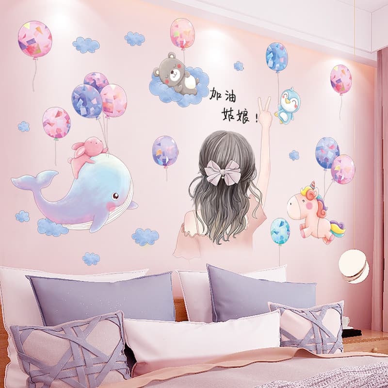 Papel de parede auto-adesivo quarto quente adesivos de parede cabeceira decoração princesa adesivos de parede quarto das