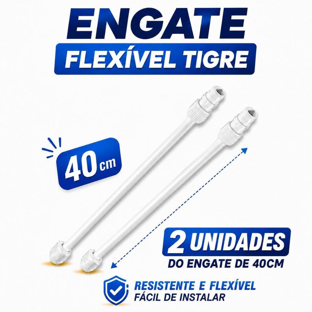 02 Unidades de Rabicho de Torneira de 40cm Engate PVC Flexível Tigre de 40cm para Lavatório Vedacão