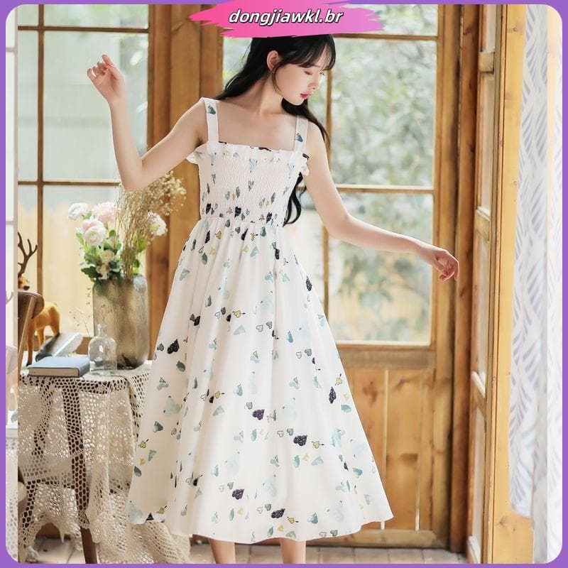 Verão TikTok vestido de venda quente este ano novo estilo vestido moda Floral estilingue vestido de duas peças Casual ir
