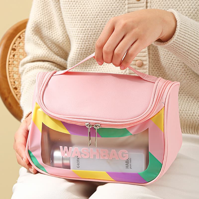 Necessaires Grande Transparente Impermeável Portátil Flip Para Viagem Bolsa Organizadora de Cosméticos