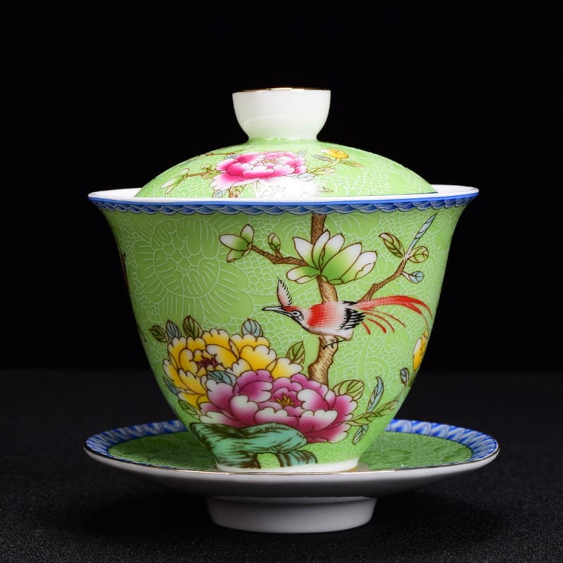 Cerâmica gaiwan xícara de chá porcelana pneu esmalte gaiwan conjunto de chá tigela de chá Kung Fu conjunto de Sancai
