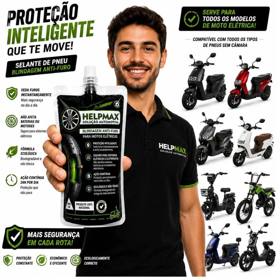 Selante de Pneu Para Moto Elétrica e Motocicleta  - Blindagem Anti Furo Vedação Imediata