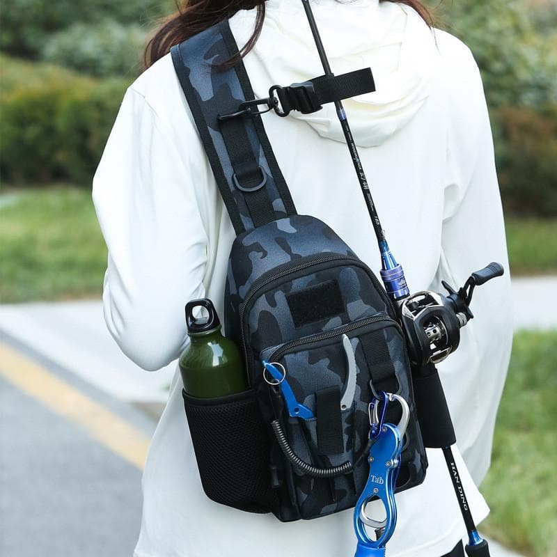 Bolsa de armazenamento para pesca com isca, pode ser usada como bolsa transversal ou pendurada no peito, uma bolsa de pe