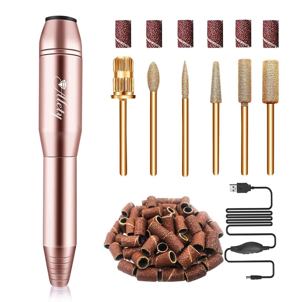 Kit de Lixa Elétrica para Unhas Alety - Lixa Portátil para Unhas de Gel Acrílico, Máquina Profissional para Manicure e P