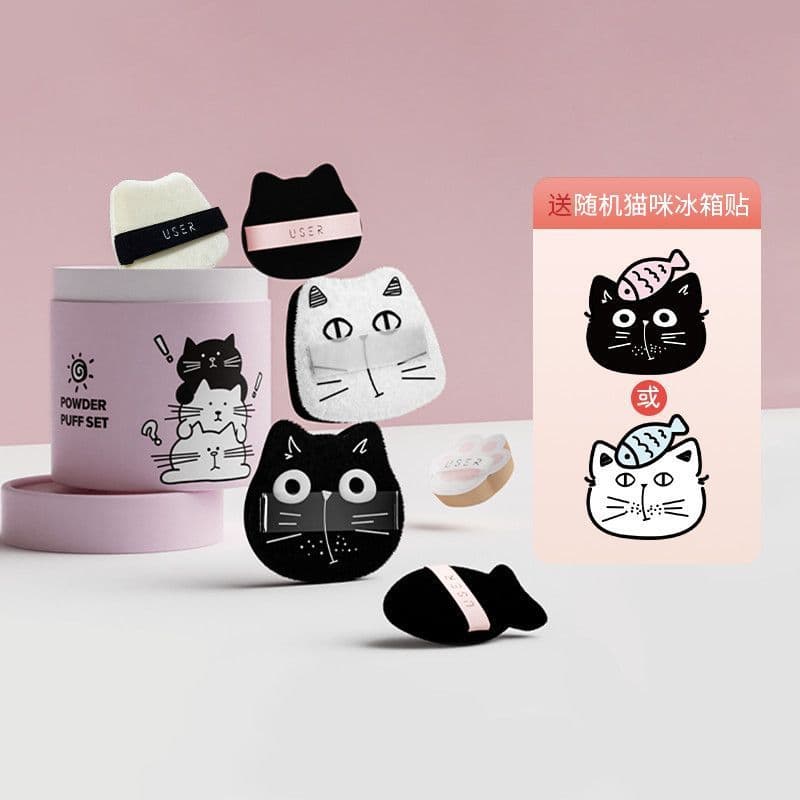 Usuário Meow divertido puff conjunto de 6 peças almofada de ar puff polegar pó solto maquiagem base líquida conjunto maq