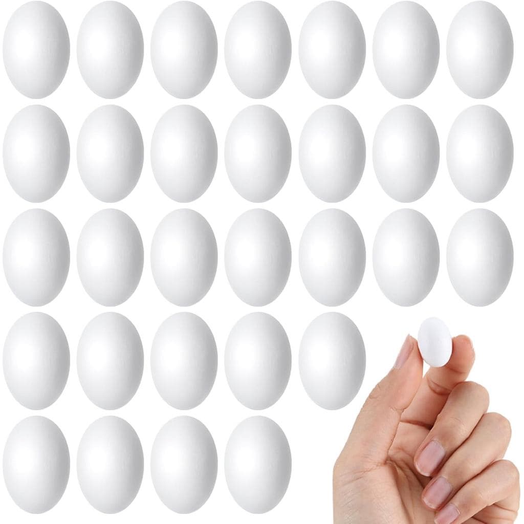 30 Peças de Mini Ovos de Madeira Brancos de 7/8 Polegadas, Ovos de Páscoa Falsos Não Acabados, Ovos de Pássaro para Cria