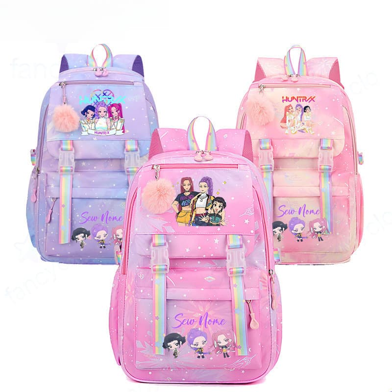 KPop Demon Hunters Cute Student Schoolbag Mochila leve para meninas RU8T
