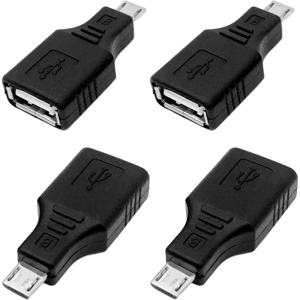 Adaptador OTG Micro USB Macho para USB 2.0 Fêmea (Pacote com 4) – Conversor On-The-Go para Smartphones Android, Tablets