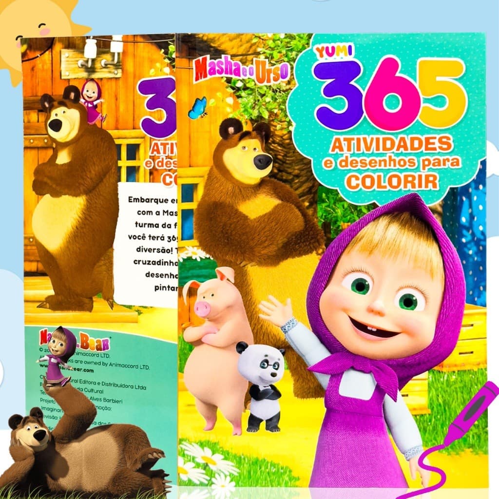 Livro Infantil : 365 Atividades E Desenhos Para Colorir Masha E O Urso | Exercícios E Jogos Educativos - Para Crianças