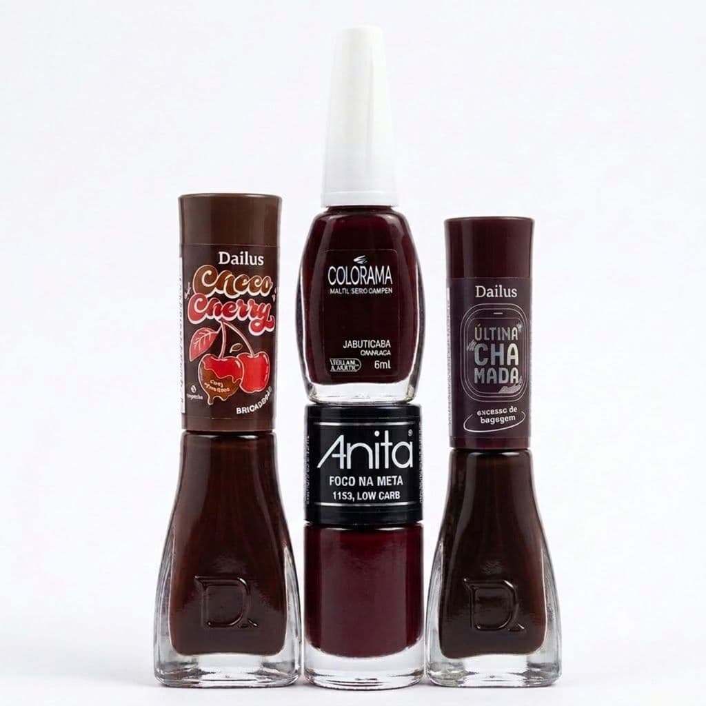 Kit 4 Esmaltes Tons Escuros Vermelhos Dailus Colorama Anita