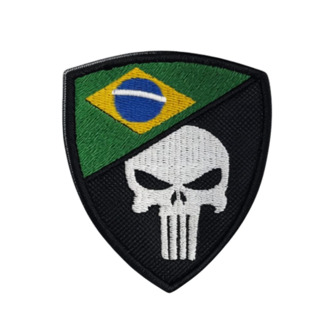 Bordado patch caveira justiceiro bandeira brasil mochila capa colete personalizado com velcro