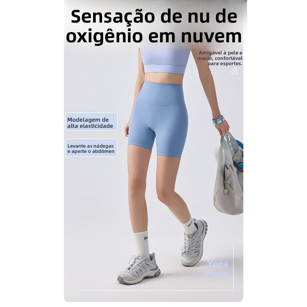 Shorts com toque de segunda pele, roupa esportiva de cintura alta com efeito levanta-bumbum, calças de ioga, shorts de s