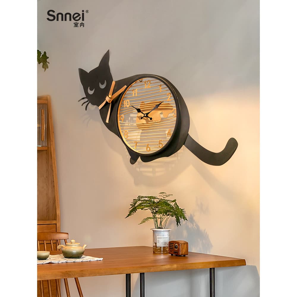 Crianças relógio de parede moderno e minimalista relógio de parede criativo bonito gato relógio de parede moda dos desen