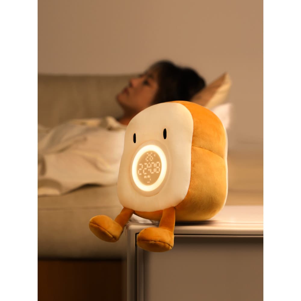 Torrada pão inteligente ai despertador Desktop criativo relógio travesseiro luz da noite boneca de aniversário estudante