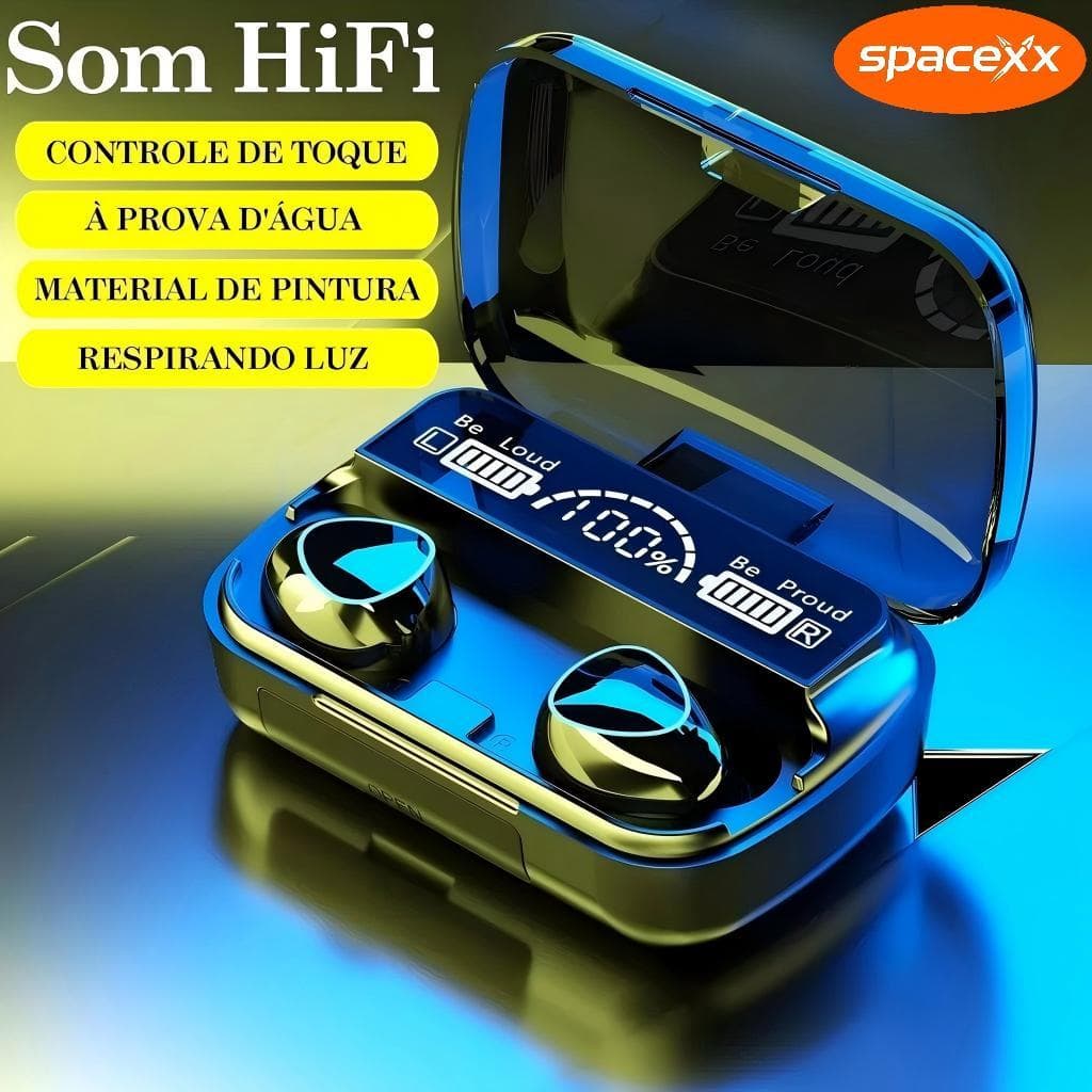 Fone De Ouvido Sem Fio bluetooth M10 Tws 5.3 Estéreo Com Pod Carregador-Spacexx