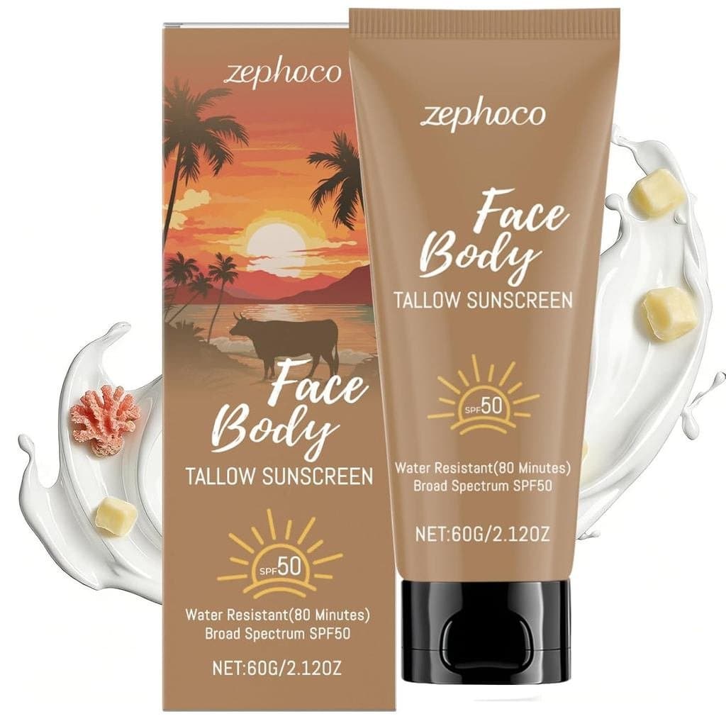 Protetor Solar de Sebo Bovino SPF50, Protetor Solar Mineral Sem Óxido de Zinco Nano, Protetor Solar Não Oleoso Seguro pa