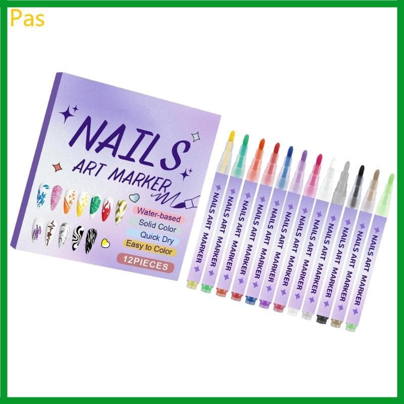 12 Marcadores Desenho Unhas Secagem Rápida Precisa Calor Canetas Pintura