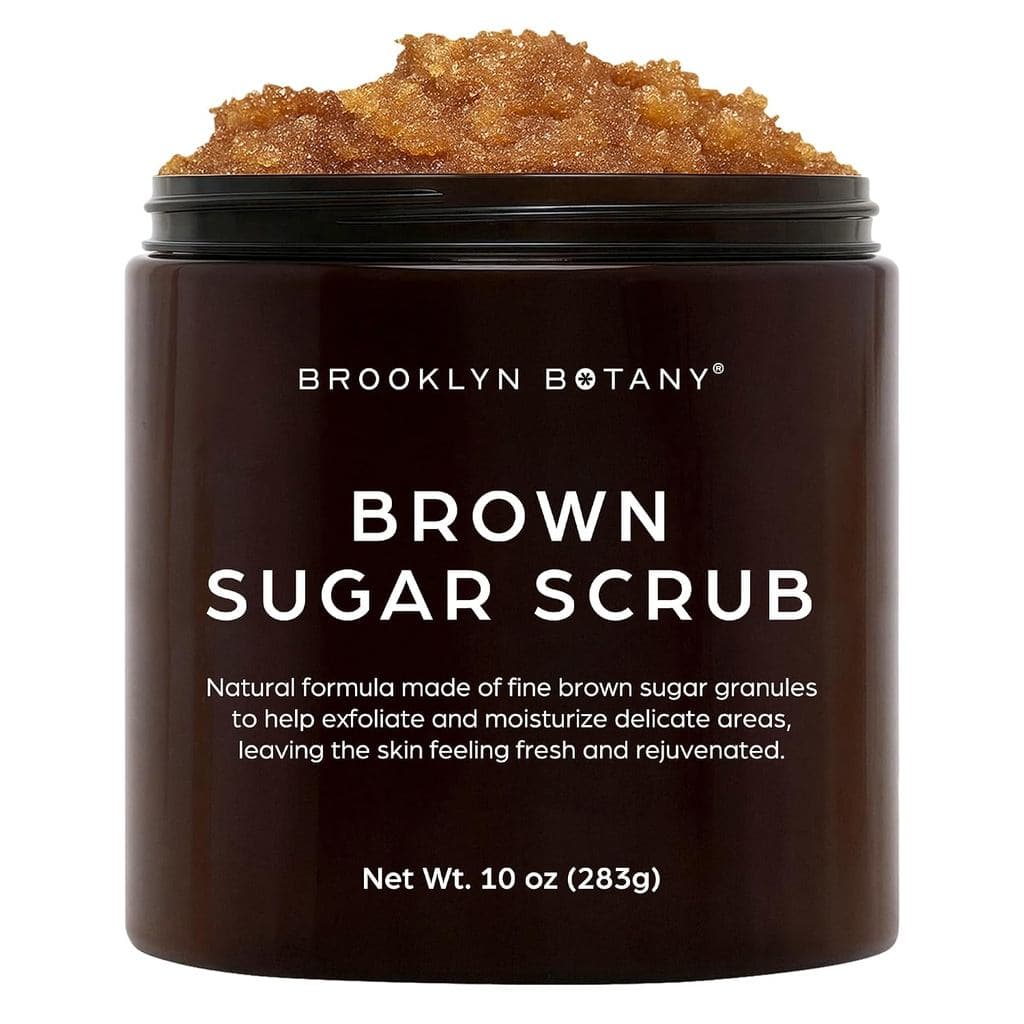 Brooklyn Botany Brown Sugar Body Scrub - Esfoliante hidratante e esfoliante para corpo, rosto, mãos e pés - combate acne