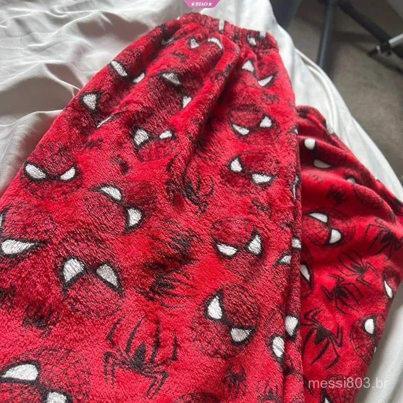 Novas Calças de Moletom de Veludo Kawaii da Sanrio Hello Kitty com Estampa Dinâmica do Homem-Aranha para o Inverno XZVE