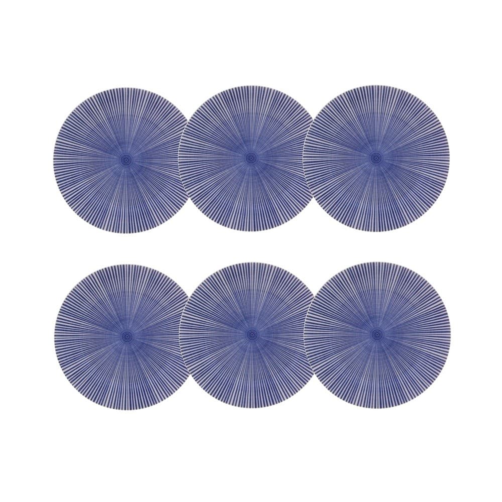 Cj 6 Pratos para Sobremesa de Porcelana Branca C/Estampa Atlantis 20cm Lyor
