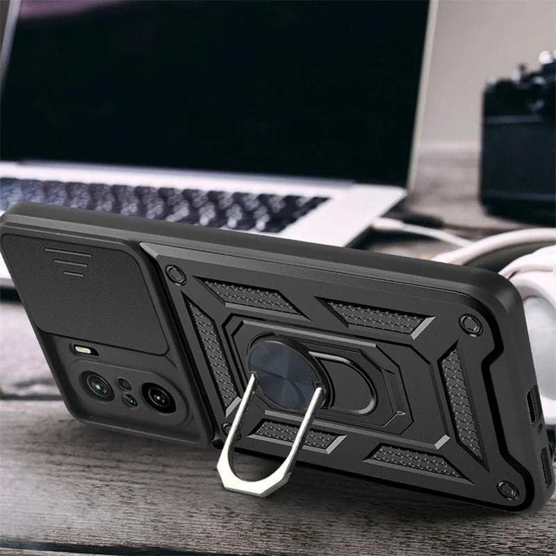 Capa Anti Impacto com Suporte Giratório e Tampa Deslizante para Câmera - Proteção para Samsung