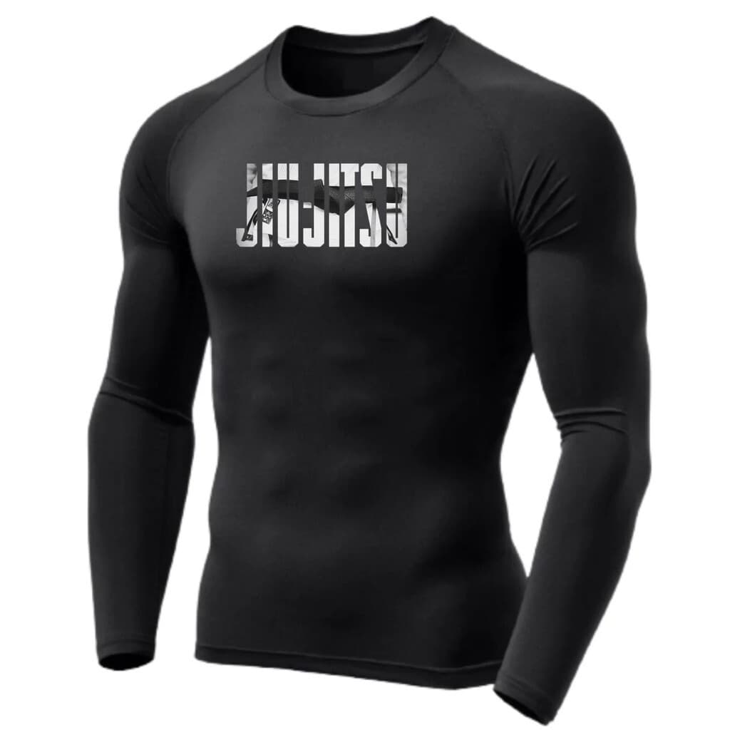manga longa jiu jitsu mma camisa compressao p m g gg camisa luta academia treino corrida esportes OSS