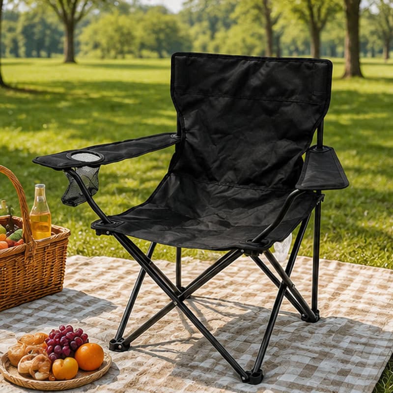 Cadeira Camping Dobrável Reforçada Portátil com Porta Copos Oxford
