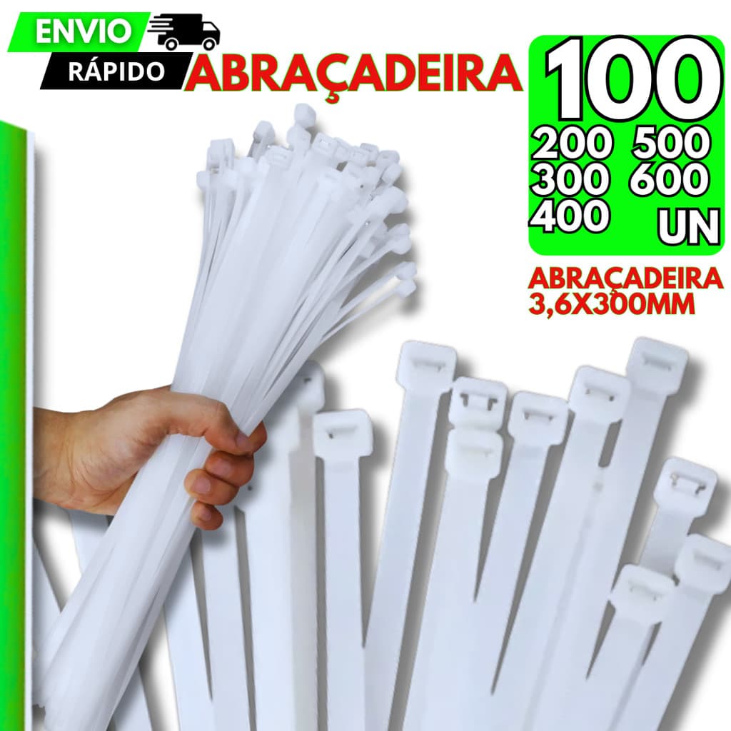 Abraçadeira Nylon Enforca Gato 30cmx3,6mm Cintas Plásticas Fita Hellermann Branca