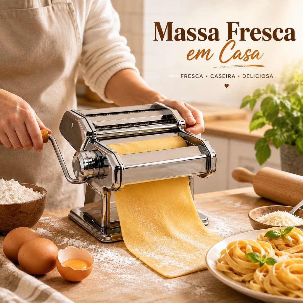 Máquina de Macarrão Caseira 3 Massas Bestfer – Cilindro Inox para Lasanha, Fettuccine e Pastel
