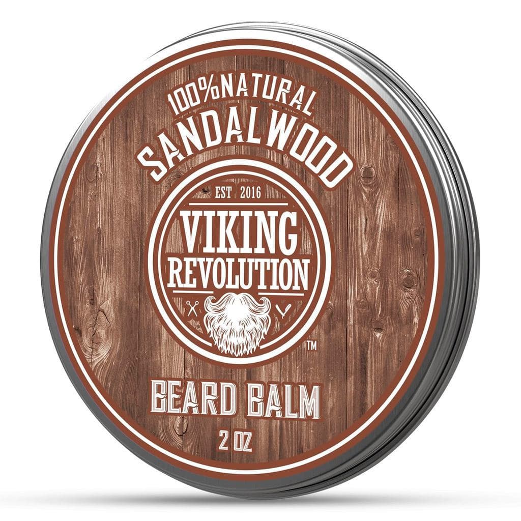 VikingRevolutionBálsamo para Barba de Sândalo-Manteiga para Barba com Óleo de Argan, Hidratante para Barba para Homens c