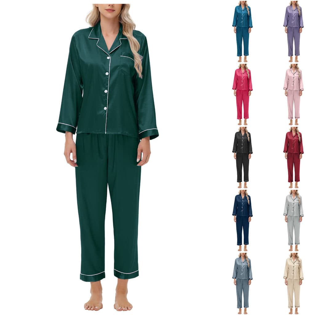 Shopee Pijama de seda gelada feminino manga comprida cetim tamanho grande 2026