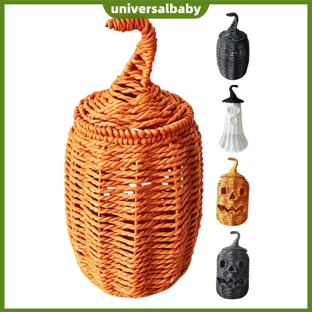 Chapéu De Bruxa Fantasma De Palha Feito À Mão Cesta De Decoração De Fazenda De Halloween [universalbaby.br]