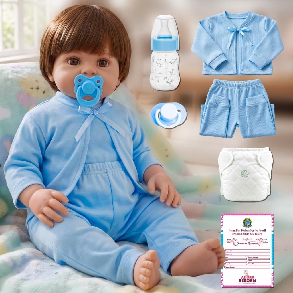 Boneco Bebê Reborn Realista Original Luxo Nova de Silicone Pode Dar Banho