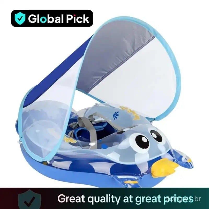 Boia Inflável para Piscina, 1 Unidade, Boia de Natação com Padrão de Desenho Animado e Toldo Removível, Presentes para C