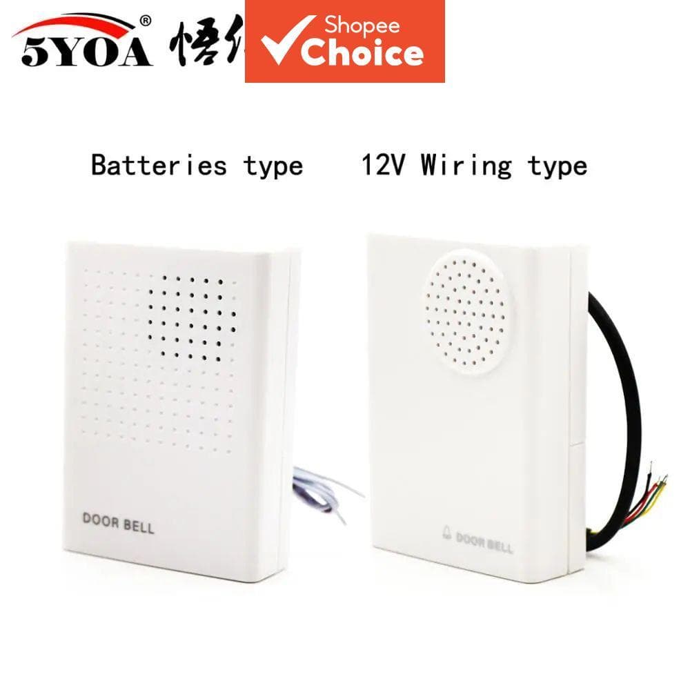 Campainha Fio Eletrônico Baterias Com Da Porta Ding-Dong Seco Ou Conectado A 12V Dois Tipos Para 12V